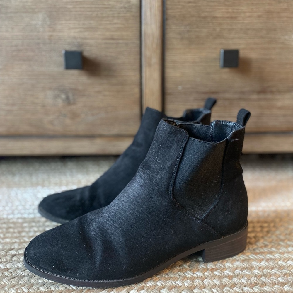LOFT Black Suede Ankle Booties